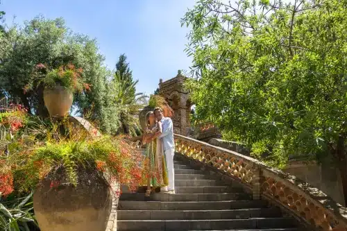 Engagement photographer in Taormina, Sicily after a surprise proposal.