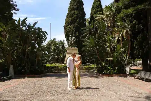 Hunter and Mayson photographed after their proposal in Taormina.