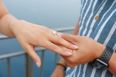Close-up of the engagement ring at sunset – proposal in Sicily