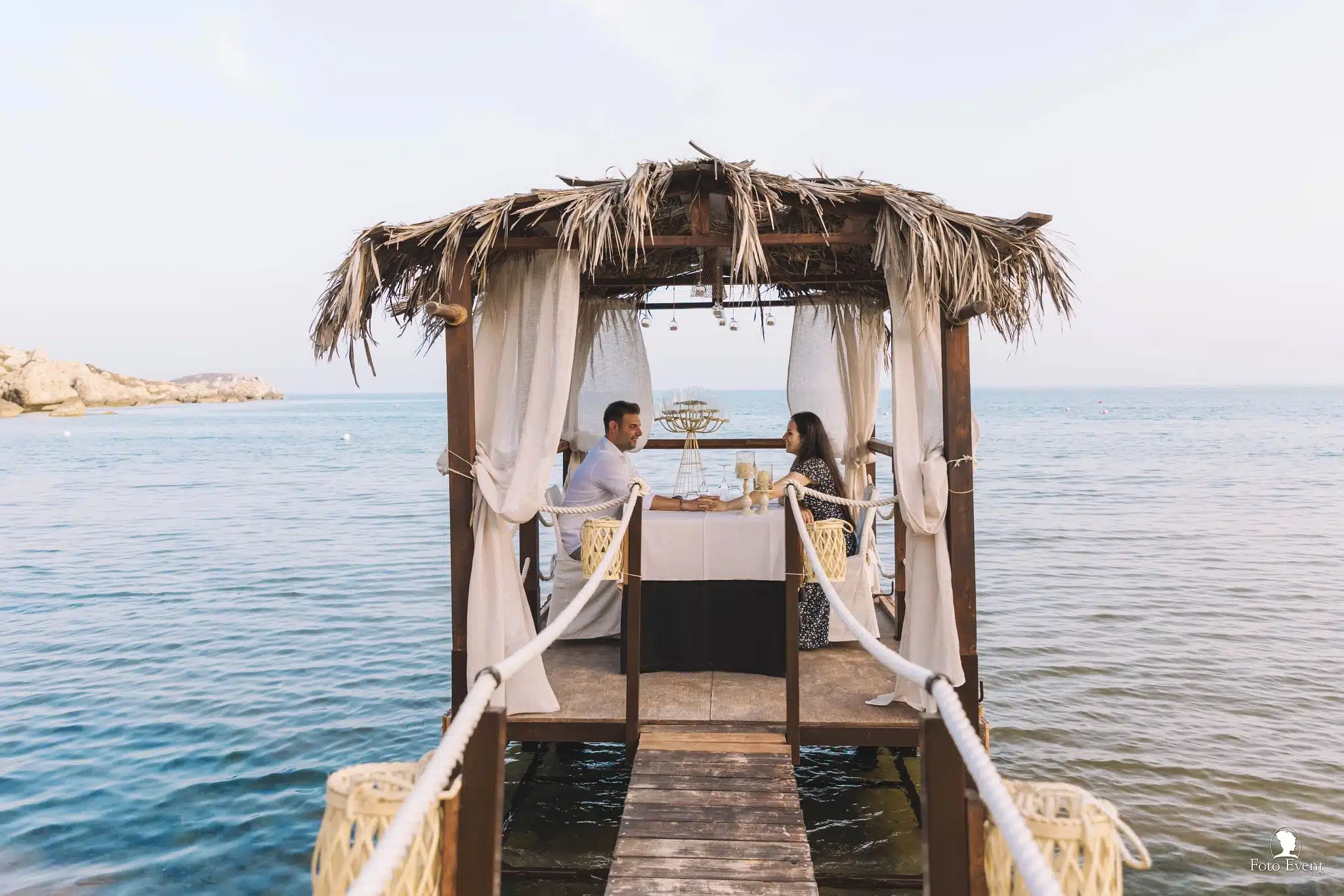 Romantic overwater dinner in Sicily for a private proposal celebration