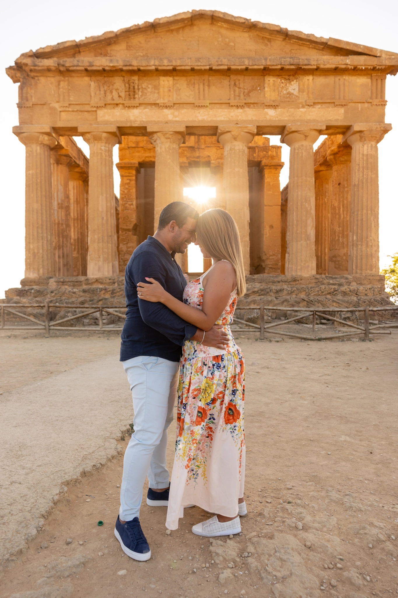 Marriage proposal at the Temple of Concordia in Agrigento, Sicily